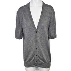 Dolce & Gabanna D&G Short Sleeve Silk Cotton Button Up Cardigan, Gray, 50 / US L